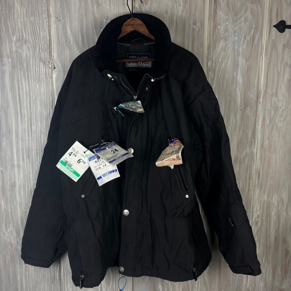 Couloir Ski Jacket Black Hooded Winter Snow Jacket Mens Sz XL Vented Pockets VTG